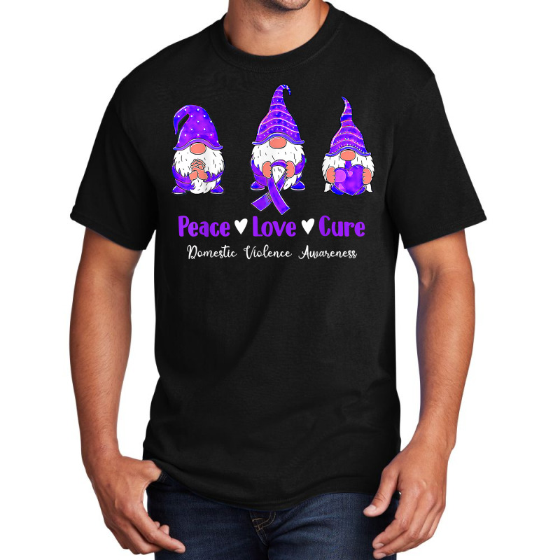 Peace Love Gnomes Purple Ribbon Domestic Violence Awareness T Shirt Basic T-shirt | Artistshot