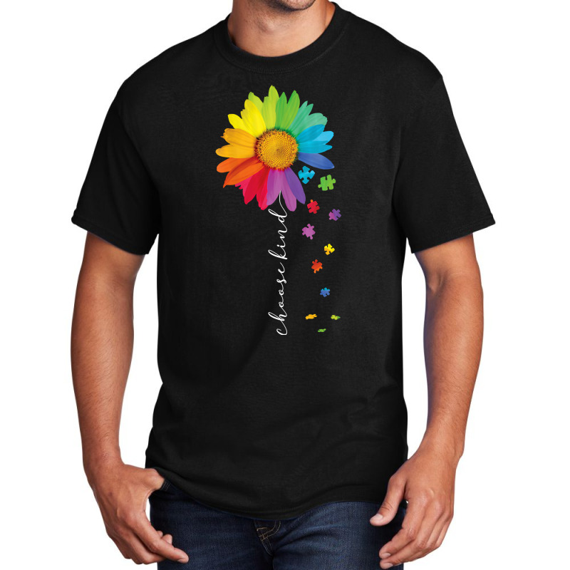 Womens Choose Kind Autism Awareness Rainbow Sunflower Warrior Gifts V Basic T-shirt | Artistshot