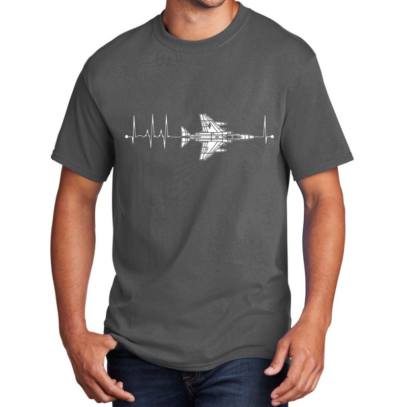 F 4 Phantomf 4 Phantom Schematic Airplane Pulse Ekg Pilot F4 Heartbeat Basic T-shirt | Artistshot