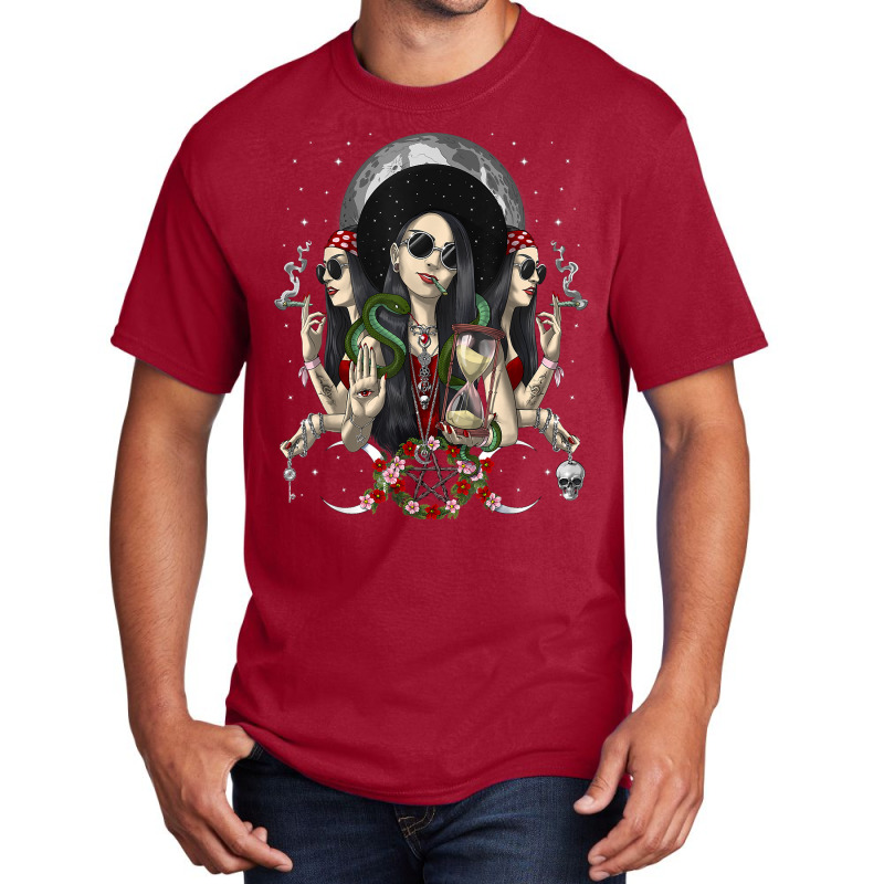 Hecate Triple Moon Goddess Pagan Witch Gothic Wiccan Occult T Shirt Basic T-shirt by johnjosephmenk | Artistshot