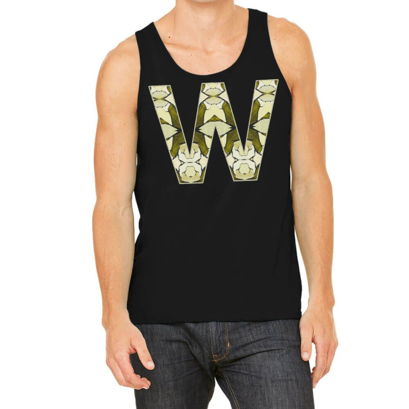 Letter W T  Shirt Letter W Monogram Olive Green Abstract Pattern Paint Tank Top | Artistshot