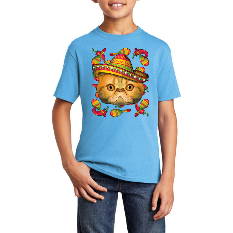 Cinco De Mayo Exotic Shorthair Sombrero Mexican Cat Fiesta T Shirt Basic Youth T-shirt by HUUY | Artistshot