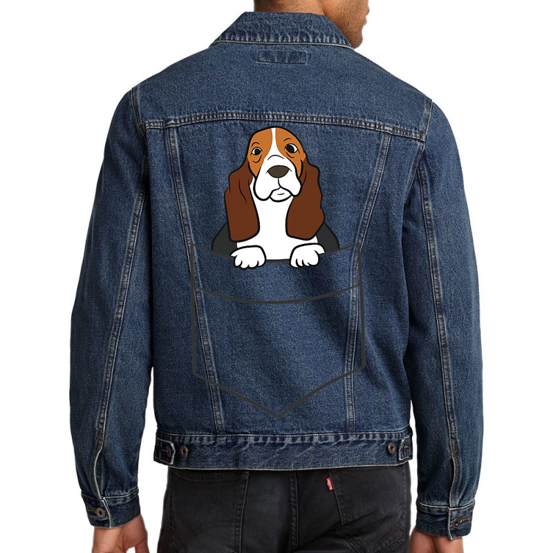 Basset Hound Puppy Basset Hound In A Pocket Men Denim Jacket | Artistshot