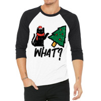 Black Cat Tipping Christmas Tree What Funny Men Wo 3/4 Sleeve Shirt | Artistshot