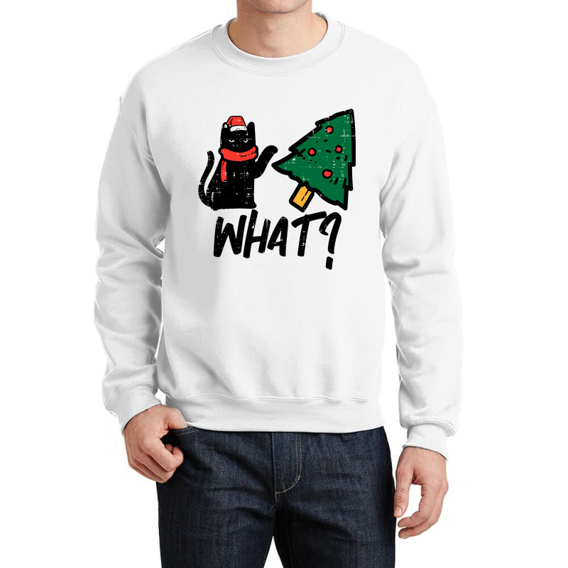 Black Cat Tipping Christmas Tree What Funny Men Wo Crewneck Sweatshirt | Artistshot