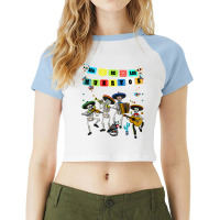 Dia De Los Muertos Papel Picado   Calavera De Alfeñique T Shirt Raglan Crop Top | Artistshot