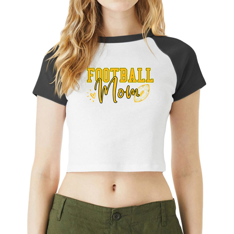 Womens Black Gold Football Mom Shirt Women Football Mother Football T Raglan Crop Top by cm-arts | Artistshot