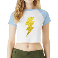 Lightning Bolt Tshirt Gold Color White Print Tee For Boys Raglan Crop Top | Artistshot