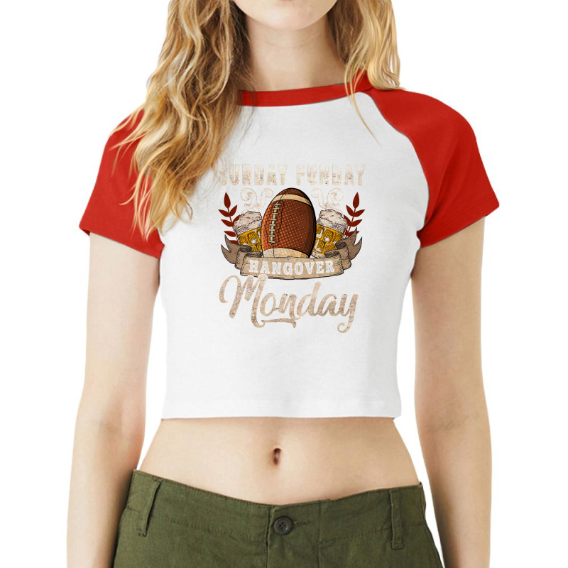 Football Sunday Funday Hangovers Monday Football 427 Raglan Crop Top by peafowl | Artistshot