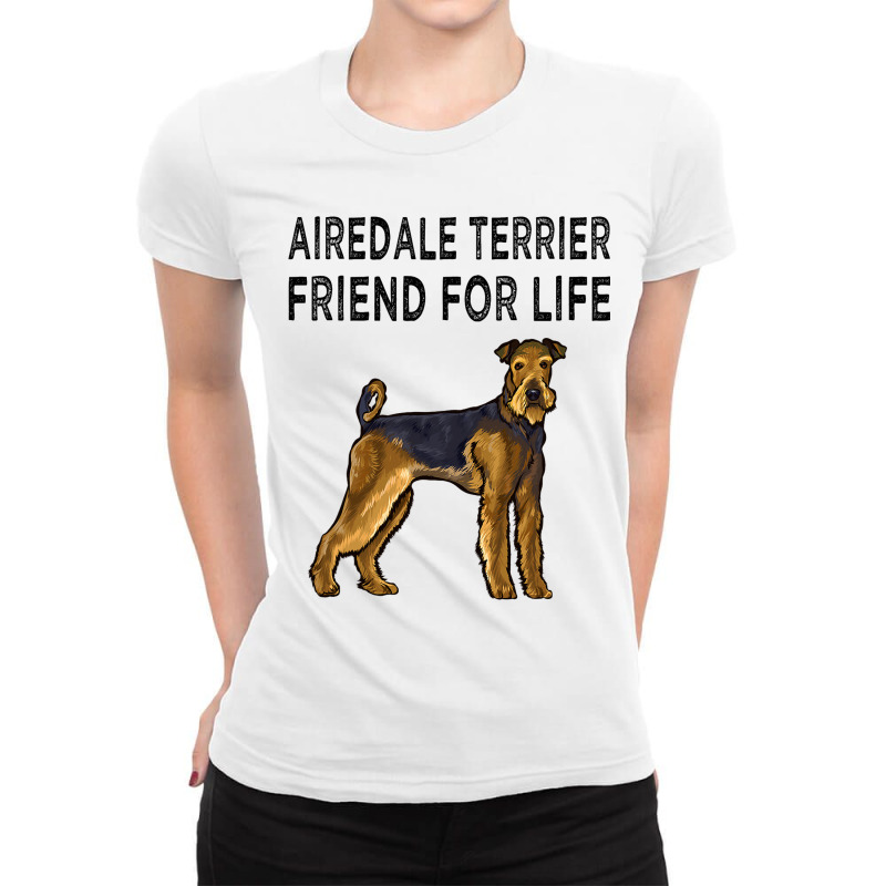 Airedale Terrier Friend For Life Dog Friendship 3 Ladies Fitted T-Shirt by ADDIECRUZ | Artistshot