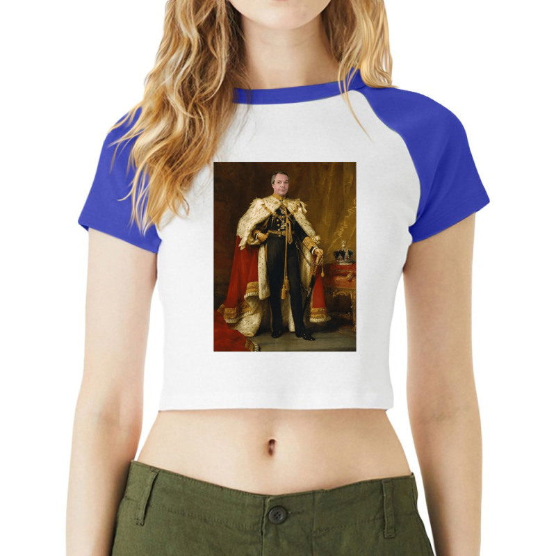 Nigel Farage King, Nigel Farage, King, Anti Boris Johnson, Farage King Raglan Crop Top by cm-arts | Artistshot