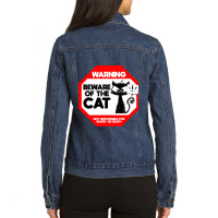 Beware Of Cat Funny Saying Angry Cat Funny Black C Ladies Denim Jacket | Artistshot