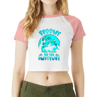 Brooms Are For Amateurs   Funny Witch Riding Horse Halloween Raglan Crop Top | Artistshot