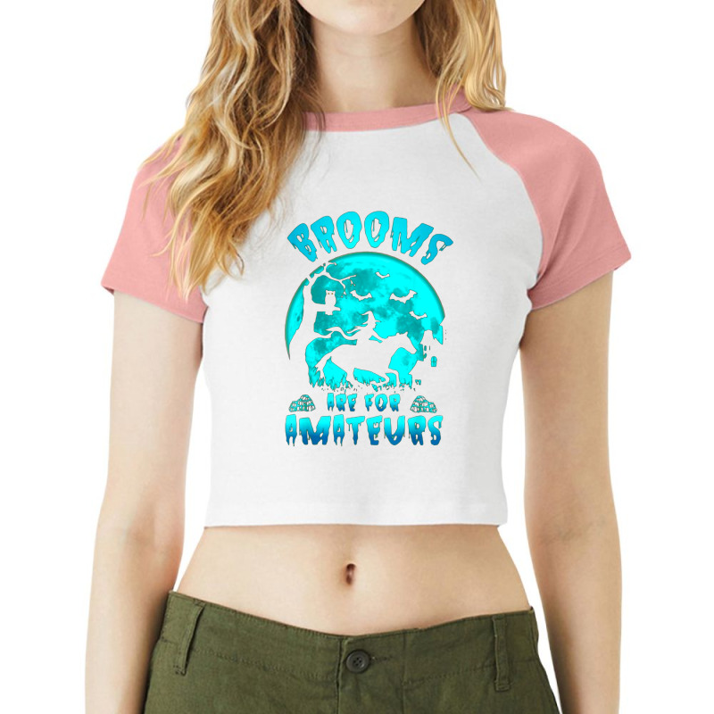 Brooms Are For Amateurs   Funny Witch Riding Horse Halloween Raglan Crop Top by Newshirt | Artistshot