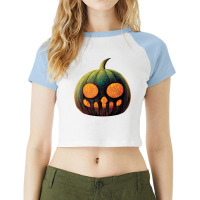 Spooky Typical Halloween Pumpkin Raglan Crop Top | Artistshot