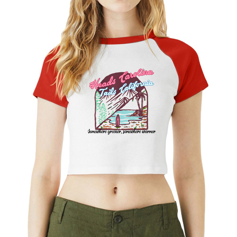 Heads Carolina Tail California Western Summer Beach Paradise Gift Raglan Crop Top by FrancesTiffany | Artistshot