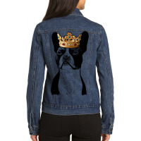 Boston Terrier Dog Wearing Crown Ladies Denim Jacket | Artistshot