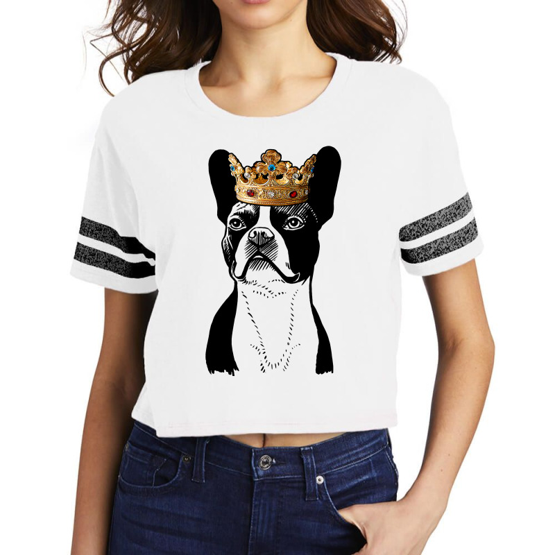 Boston Terrier Dog Wearing Crown Scorecard Crop Tee by KYERRAREED | Artistshot