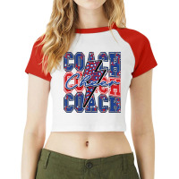 Cheer Coach Lightning Bolt Cheer Leopard Blue Red Raglan Crop Top | Artistshot