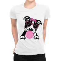 American Staffordshire Terrier Bubble Gum Bandanna Ladies Fitted T-shirt | Artistshot