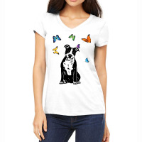 American Staffordshire Terrier Butterflies Amstaff Women's V-neck T-shirt | Artistshot