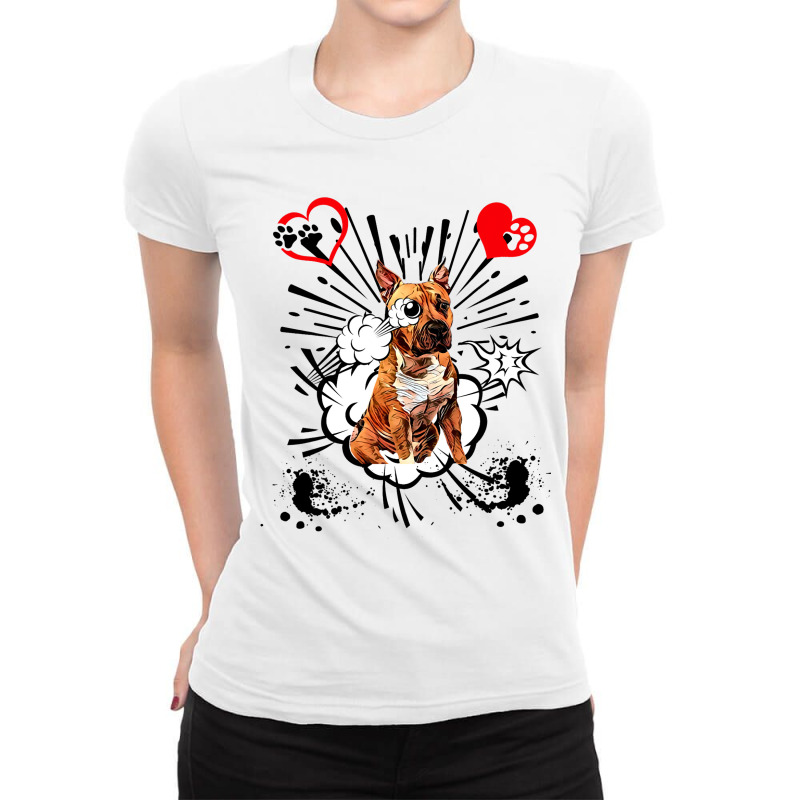 American Staffordshire Terrier Dog 3 Ladies Fitted T-Shirt by EdwardVadez | Artistshot