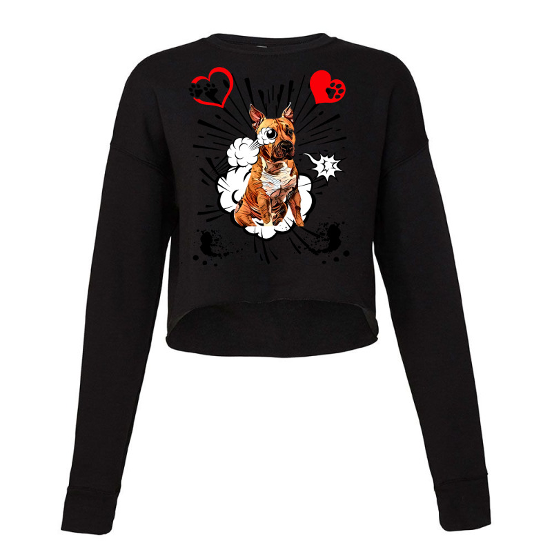 American Staffordshire Terrier Dog 3 Cropped Sweater by EdwardVadez | Artistshot