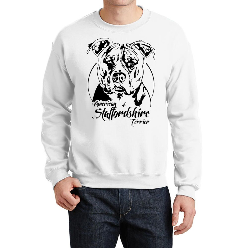 American Staffordshire Terrier Dog Breed Portrait  Crewneck Sweatshirt by TamariGinter | Artistshot