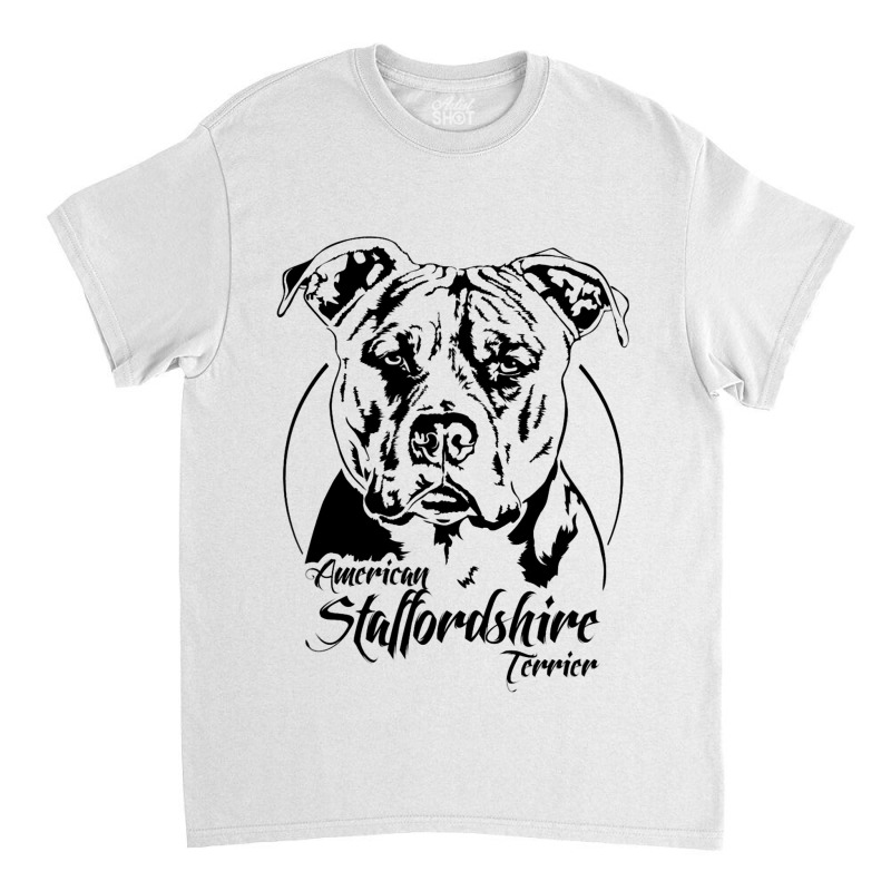 American Staffordshire Terrier Dog Breed Portrait  Classic T-shirt by TamariGinter | Artistshot