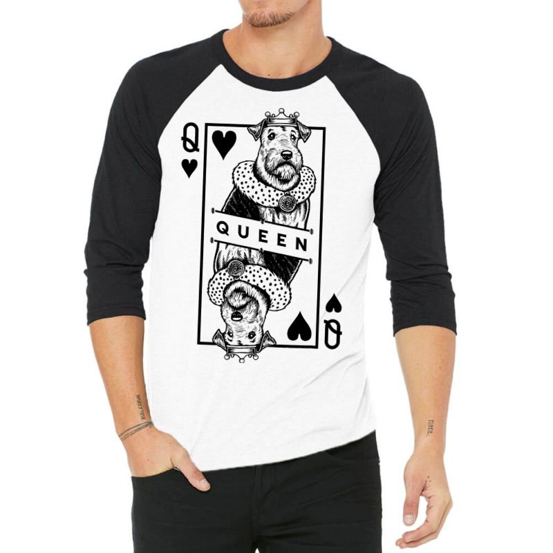 Airedale Terrier Queen Of Hearts Funny Dog Lover P 3/4 Sleeve Shirt by EmranKwak | Artistshot