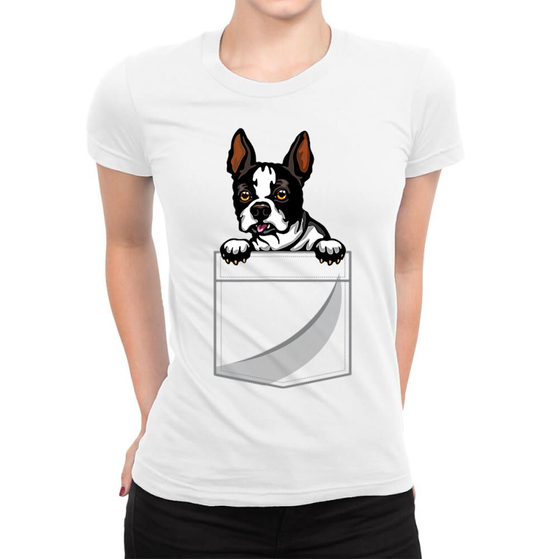 Boston Terrier In A Pocket Ladies Fitted T-Shirt by KrishaAltamiran | Artistshot