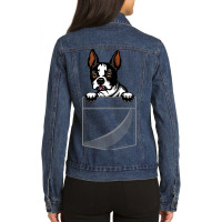 Boston Terrier In A Pocket Ladies Denim Jacket | Artistshot