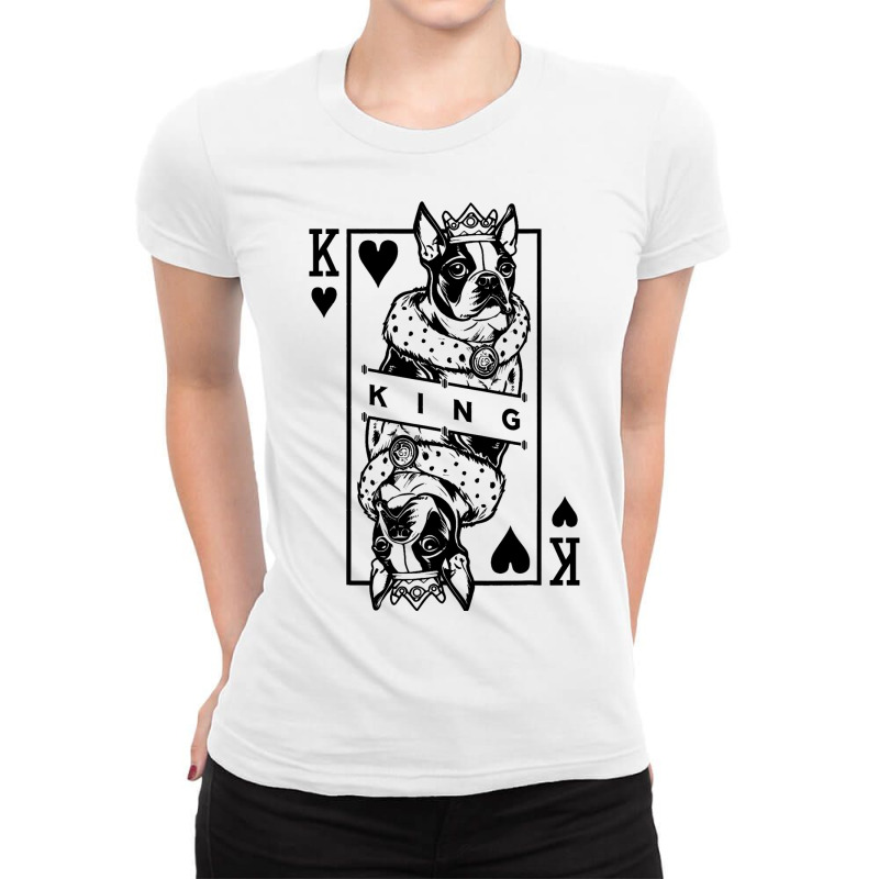 Boston Terrier King Of Hearts Cute Dog Playing Car Ladies Fitted T-Shirt by MaylynOyler | Artistshot