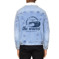 Beach Surfing Surfer Surf Waves Unisex Sherpa-lined Denim Jacket | Artistshot