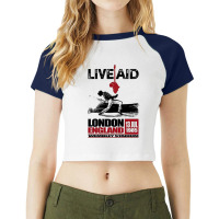 Wembley Live Aid Concert Remastered, London England Wemblay Stadium, M Raglan Crop Top | Artistshot