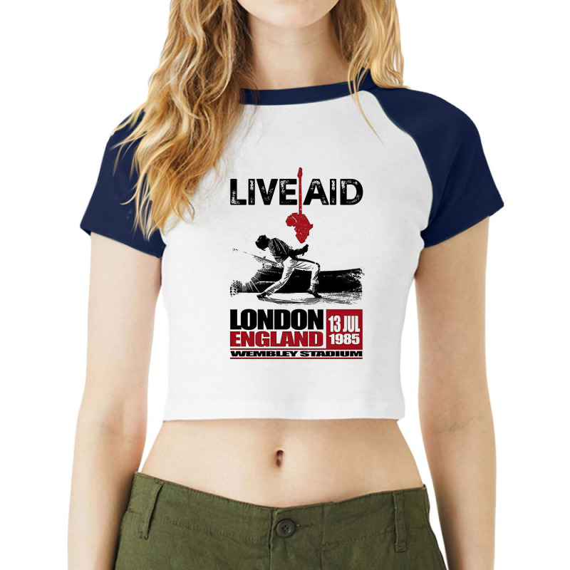 Wembley Live Aid Concert Remastered, London England Wemblay Stadium, M Raglan Crop Top | Artistshot