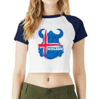 Iceland Flag Soccer Icelandic Football Fan Raglan Crop Top | Artistshot