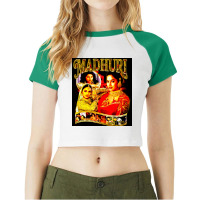 Madhuri Dixit, Madhuri Dixit Vintage, Madhuri Dixit Art, Madhuri Dixit Raglan Crop Top | Artistshot