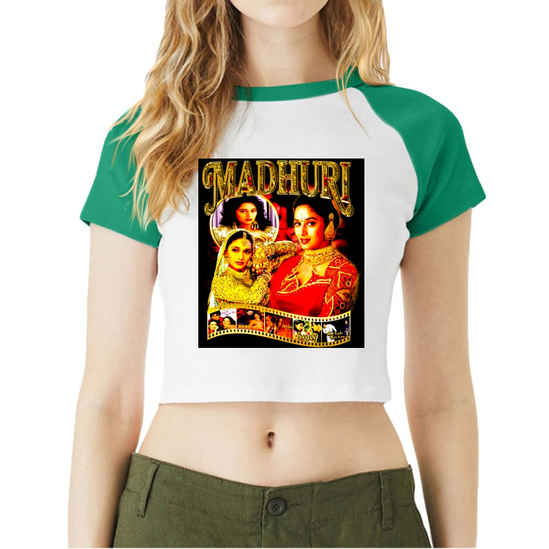 Madhuri Dixit, Madhuri Dixit Vintage, Madhuri Dixit Art, Madhuri Dixit Raglan Crop Top by SHOPEERTWE | Artistshot