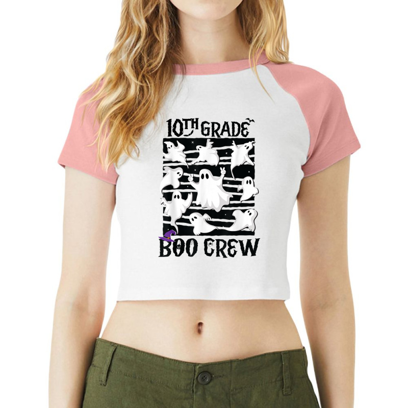 10th Grade Boo Crew Teacher Student Team Spooky Babe Ghost Raglan Crop Top by Posh | Artistshot