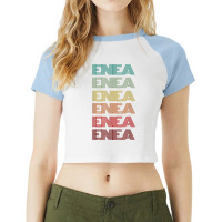 First Name Enea Italian Boy Retro Birthday Nametag Father Raglan Crop Top | Artistshot