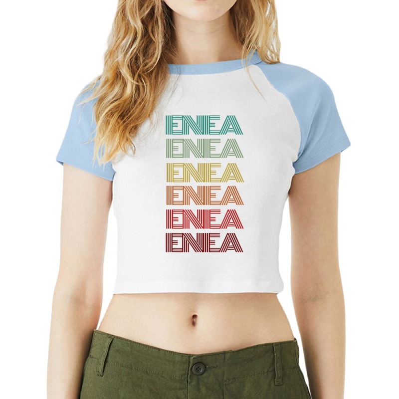 First Name Enea Italian Boy Retro Birthday Nametag Father Raglan Crop Top by Uniform | Artistshot