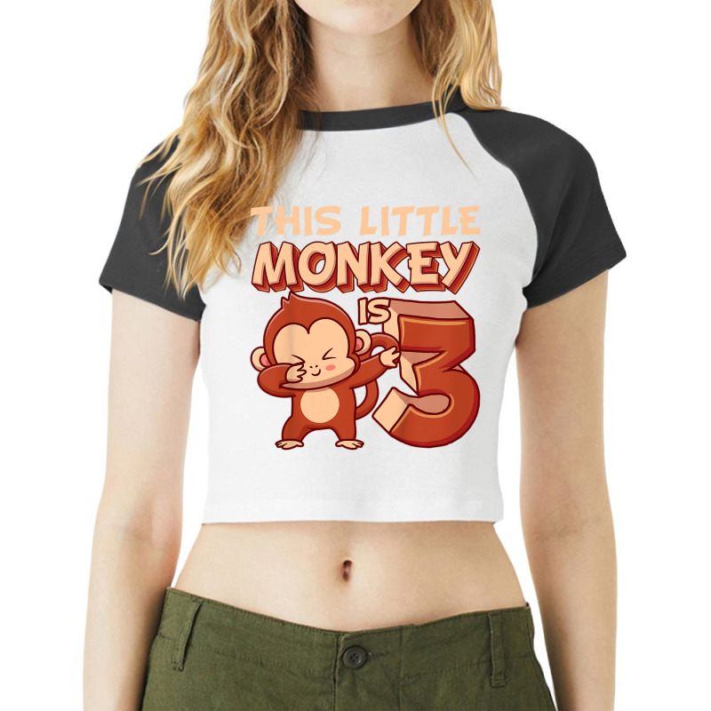 Kids This Little Monkey Is 3 Monkey Ape Animale 3rd Birthday Raglan Crop Top by Lambent | Artistshot