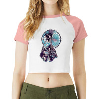 Japanese Geisha Parasol Pretty Tattoo Art Samurai T Shirt Raglan Crop Top | Artistshot