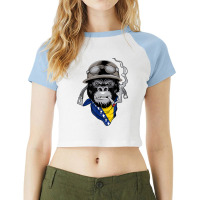 Bosnian And Herzegovinian Flag Biker Bosnia Herzegovina Raglan Crop Top | Artistshot