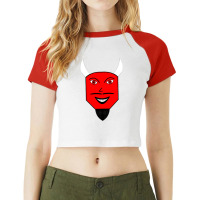 Cartoon Satan Face Raglan Crop Top | Artistshot