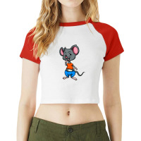 Cute Anthropomorphic Human-like Cartoon Character Mouse In Clothes Raglan Crop Top | Artistshot