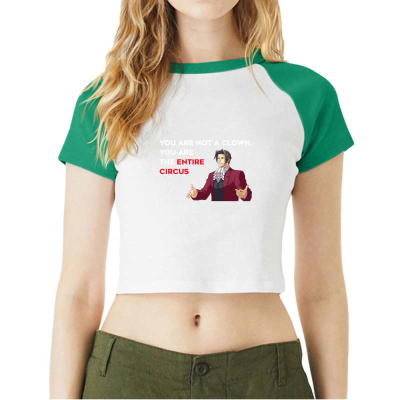 Miles Edgeworth Entire Circus Quote Raglan Crop Top by BrendonPatton | Artistshot