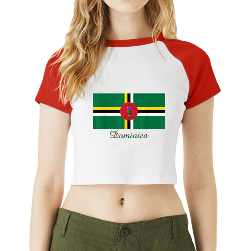 Dominica Flag Souvenir T Shirt Raglan Crop Top by cm-arts | Artistshot