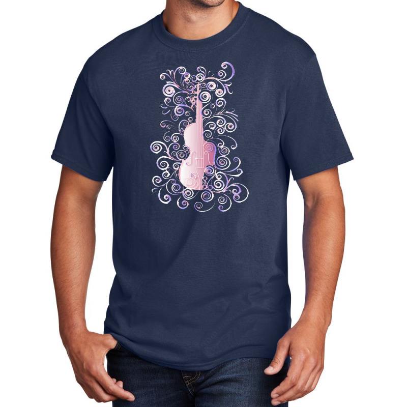 Violin Music Musical Instrument Violin Flourish Basic T-shirt by liburdowu | Artistshot